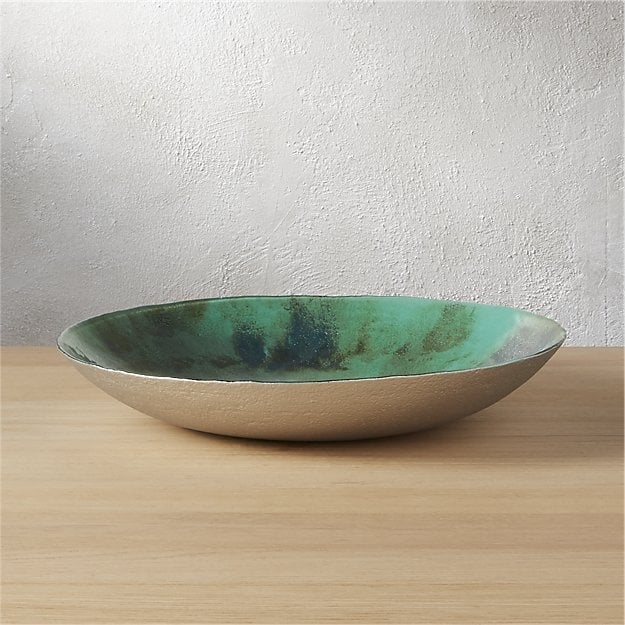 reef hand painted mint glass bowl - Image 0