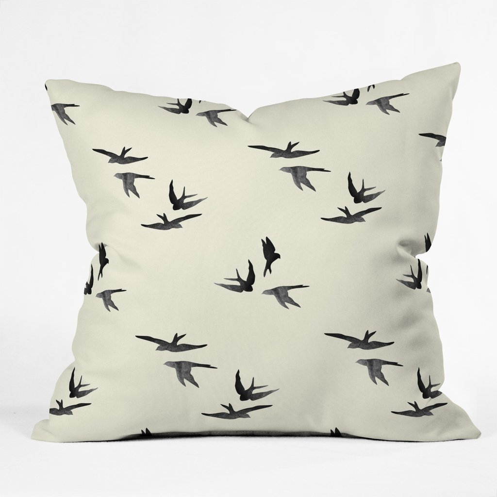 BLACK BIRDS Throw Pillow - 20" x 20" - With Insert - Image 0