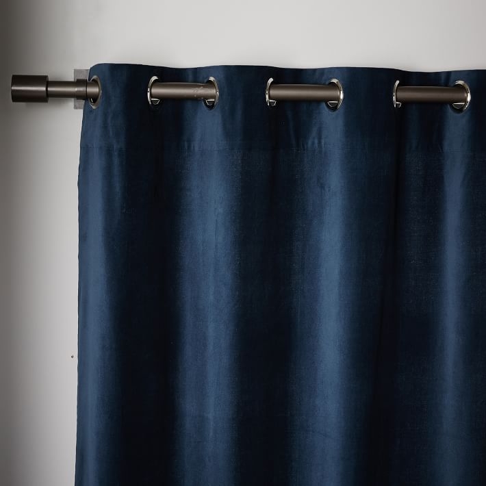 Velvet Grommet Curtain - Regal Blue - 84"L - Image 1