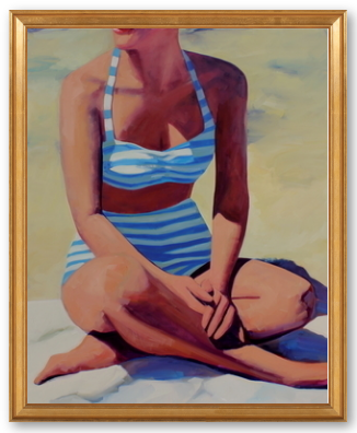 Beach Sunshine - 24" x 29" - Gold Leaf wood Frame, No Mat - Image 0
