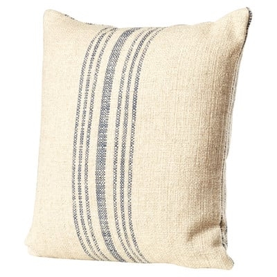 Stripe Linen Throw Pillow - Annapolis Blue - 18" H x 18" W - With insert - Image 0