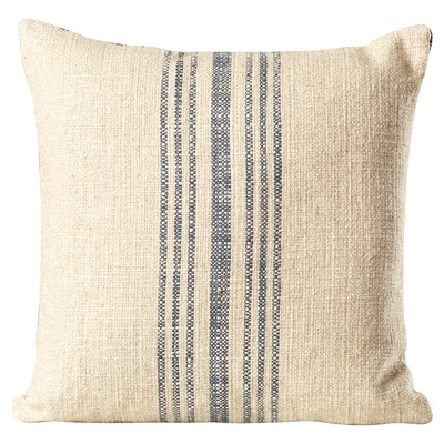 Stripe Linen Throw Pillow - Annapolis Blue - 18" H x 18" W - With insert - Image 1