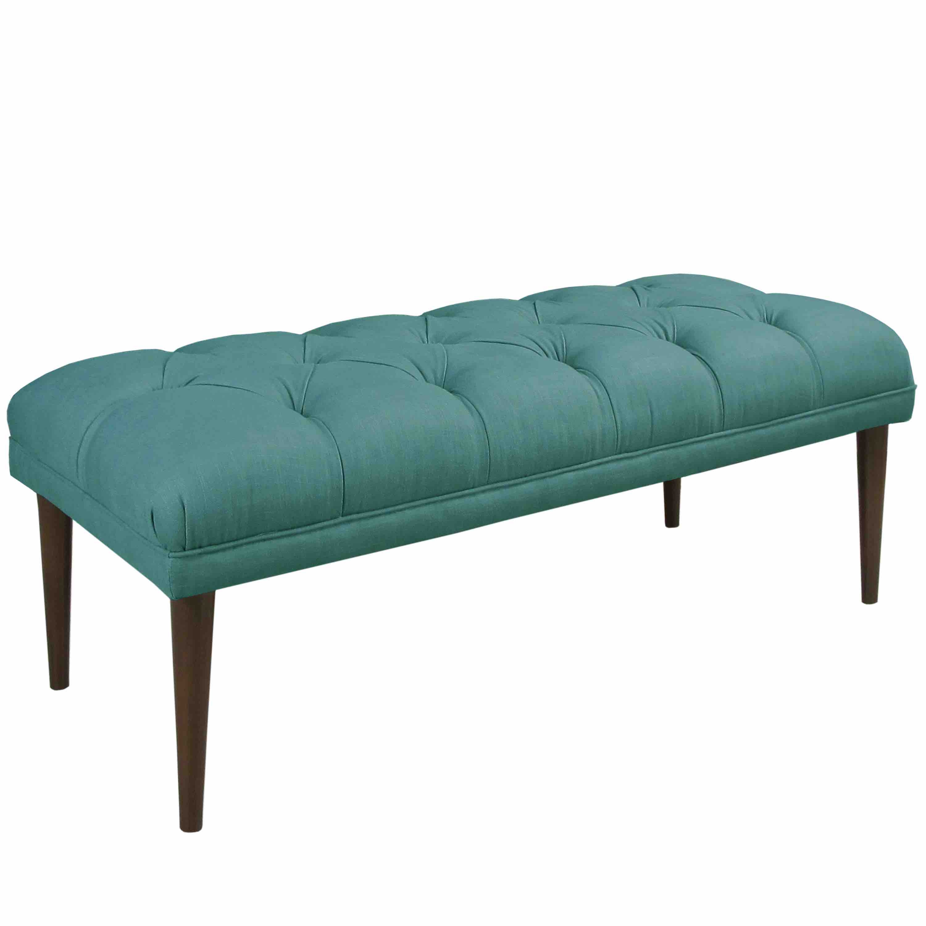 Tufted Bench with Cone Legs in Linen Laguna - Image 0