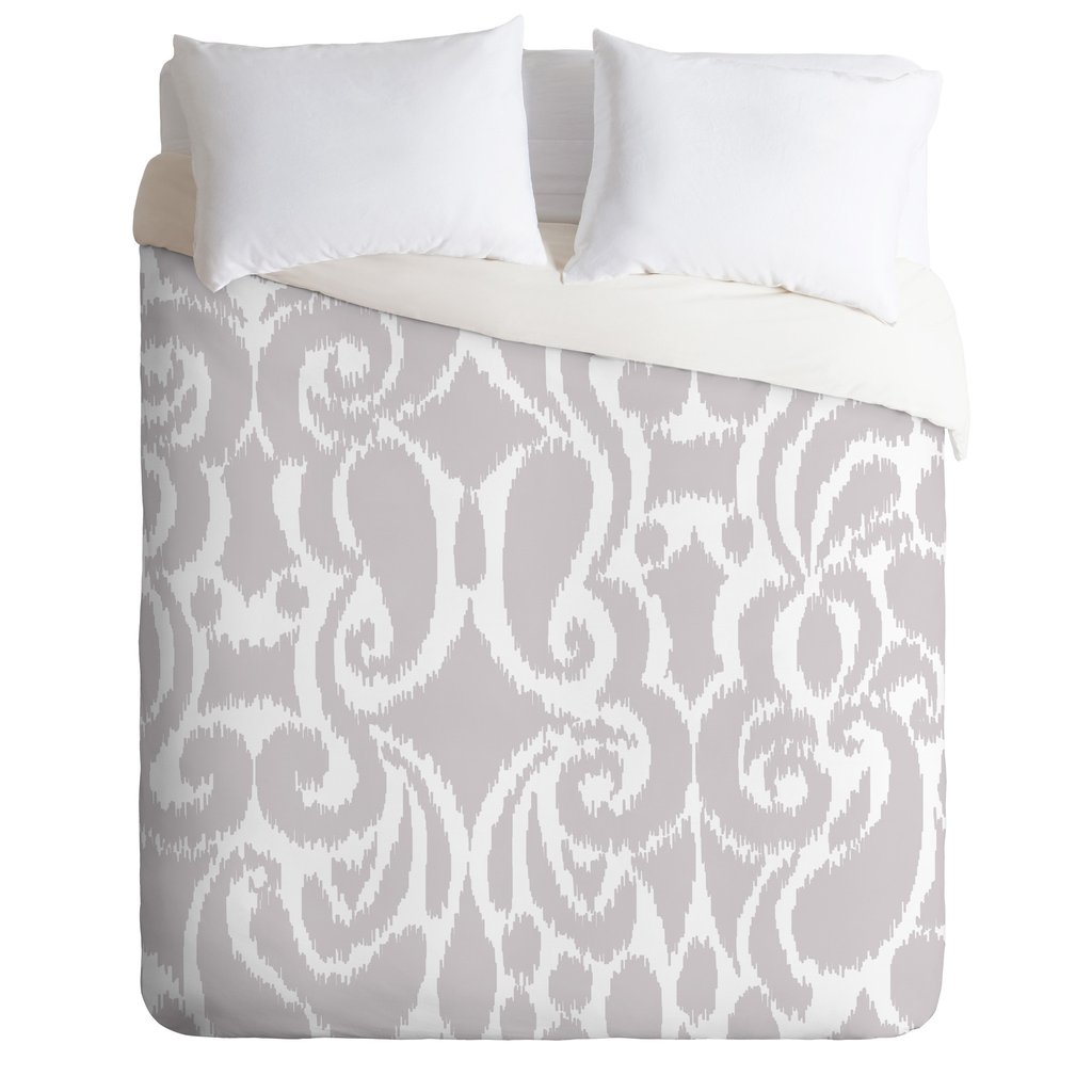 QUIET GRAY ELOISE-white-queen-duvet+pillow shams - Image 0