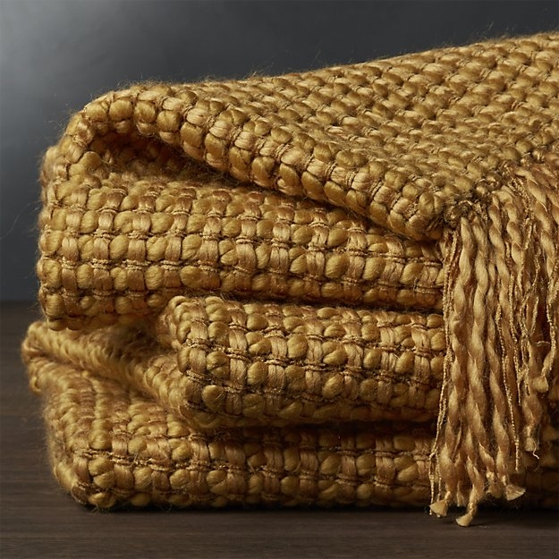 Landyn Gold Chunky Knit Throw - Image 1