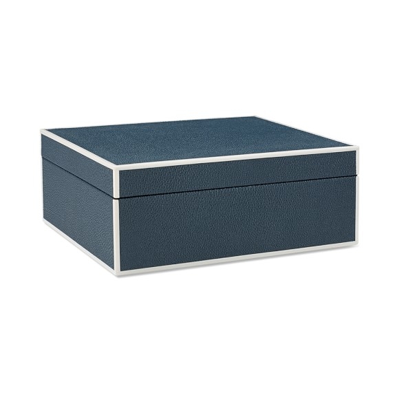Faux Shagreen Box, Blue - Large - Image 0