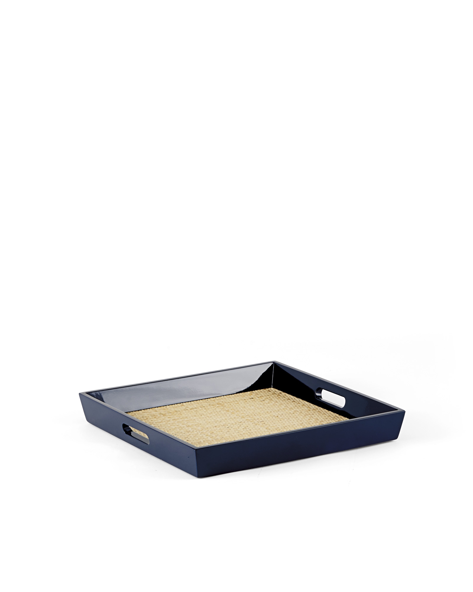 Lacquer Rattan Tray - Navy - 20" Sq - Image 0
