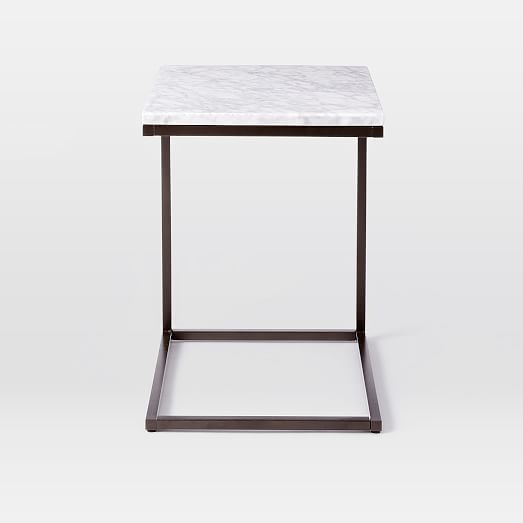 Box Frame C-Base Side Table - Marble/Antique Bronze - Image 2