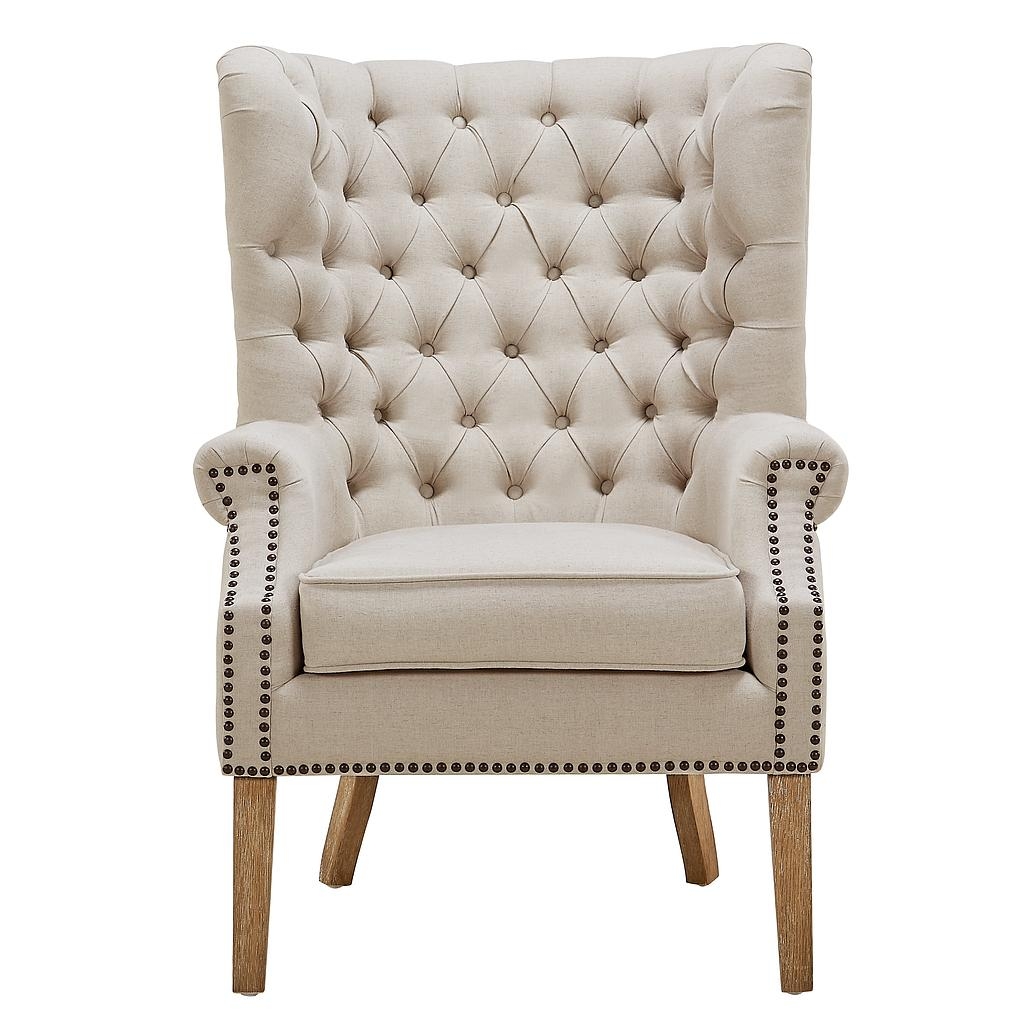 Kaitlyn Beige Linen Wing Chair - Image 1