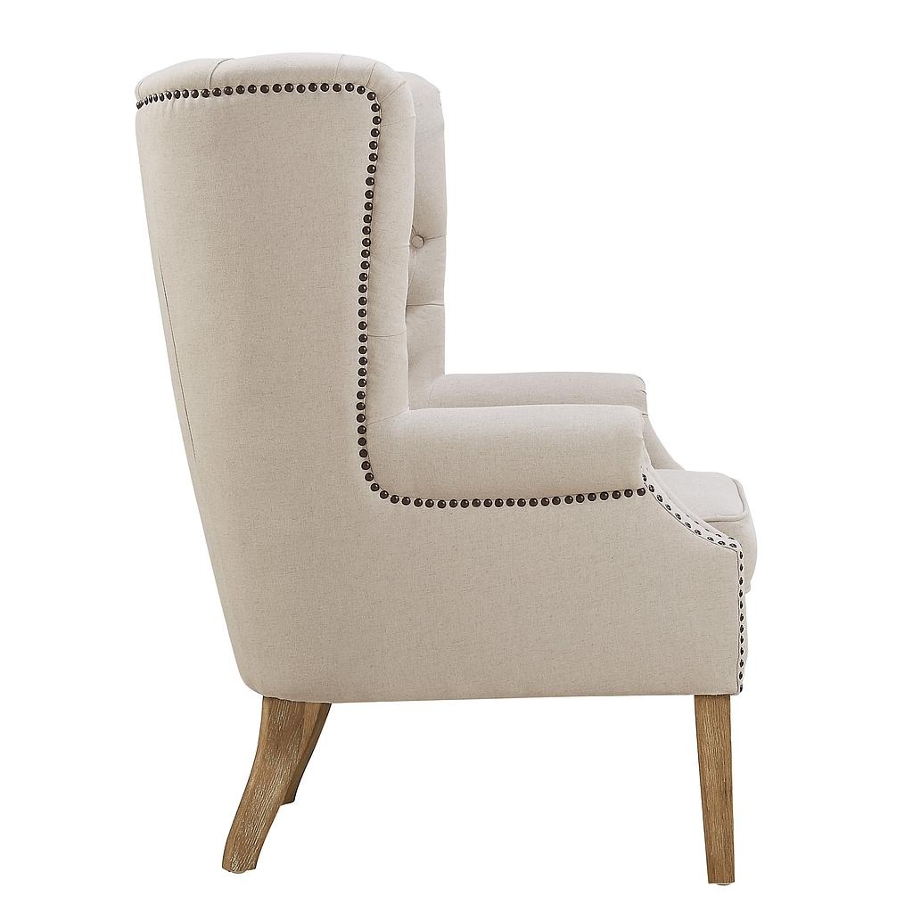 Kaitlyn Beige Linen Wing Chair - Image 2