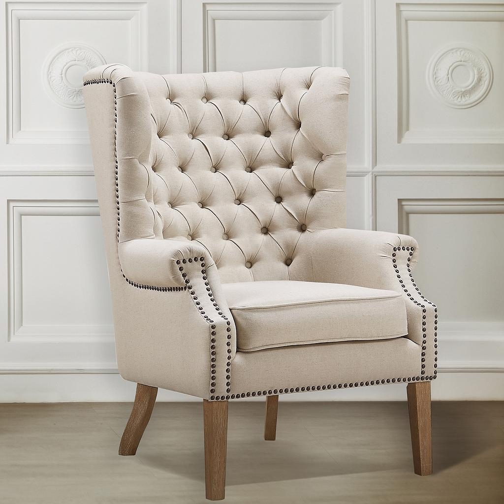 Kaitlyn Beige Linen Wing Chair - Image 3