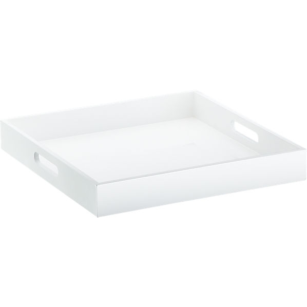 High-gloss square white tray - Image 0