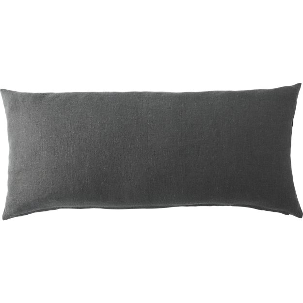 linon dark grey 36"x16" pillow with feather-down insert - Image 0