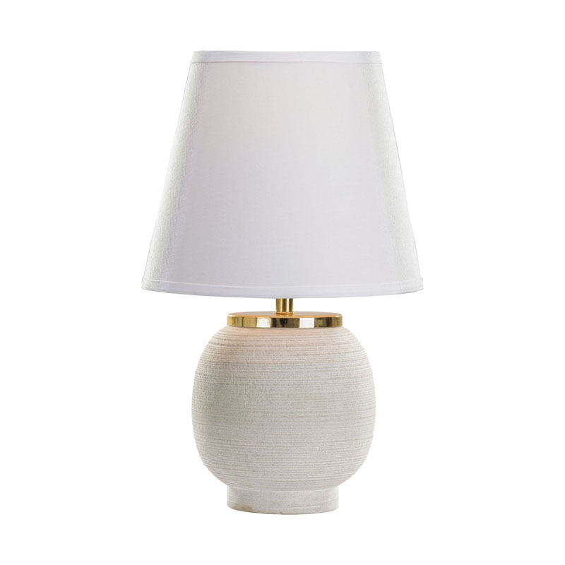 Sand Stone Ribbed Rough Round Table Lamp - Image 0
