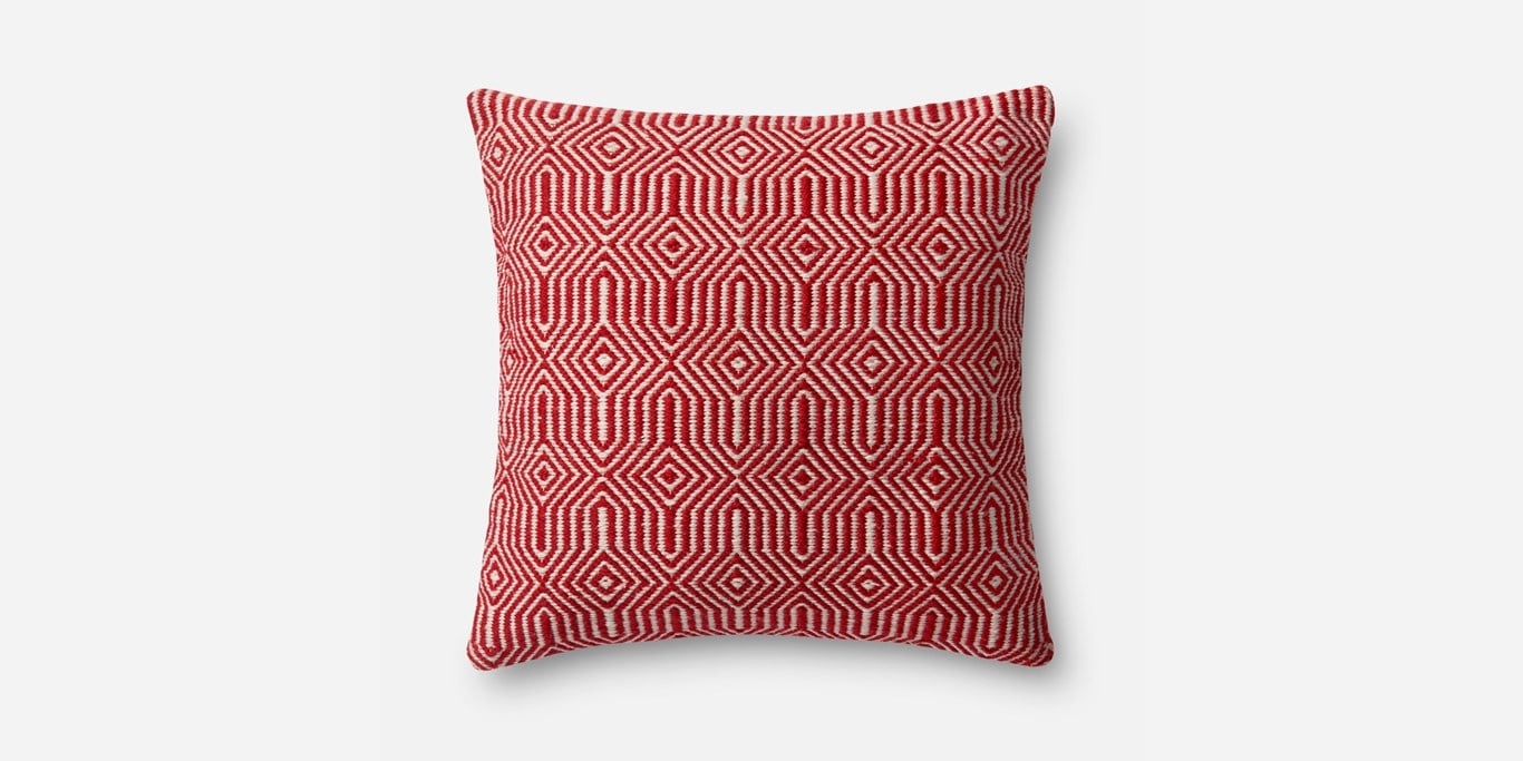 Loloi Pillows P0339 Red / Ivory 22" x 22" Cover w/Poly - Image 0