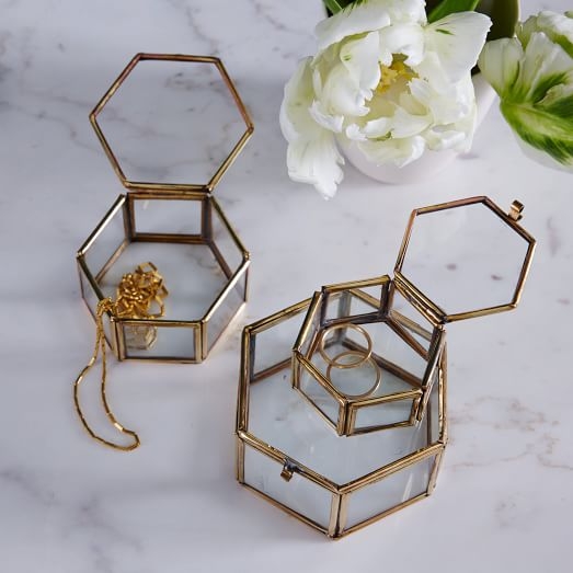 Nesting Glass Shadow Boxes – Hexagon (Set of 3) - Image 0