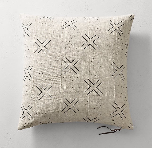 Handwoven African Mud Cloth X Dot Pillow Cover - Natural - Image 0