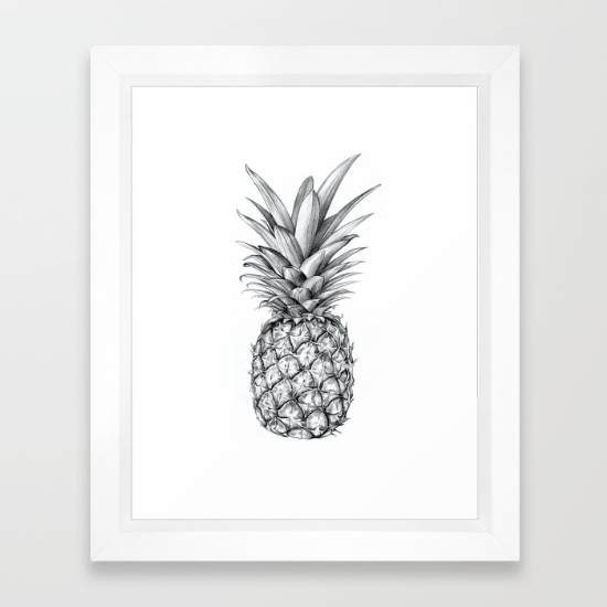 Pineapple - FRAMED ART PRINT VECTOR BLACK MINI - Image 0