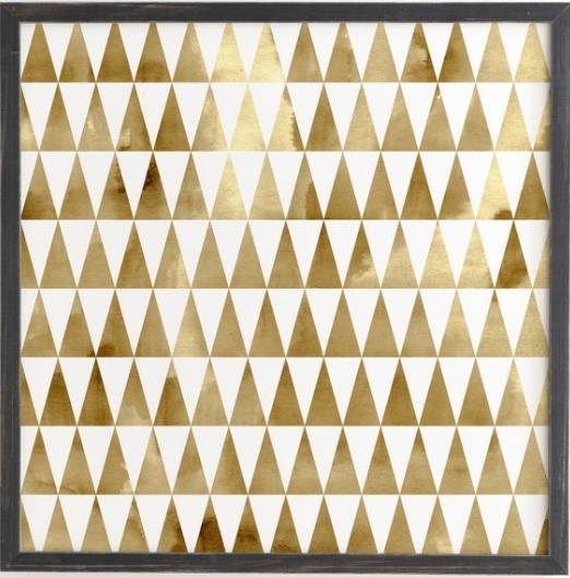 TRIANGLE PATTERN GOLD Wall Art - 20" x 20" - Weathered Black Frame - Image 0