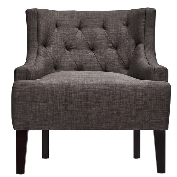 Tess Wingback Tufted Upholstered Club Chair - Dark grey linen - Image 0