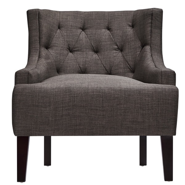 Tess Wingback Tufted Upholstered Club Chair - Dark grey linen - Image 2