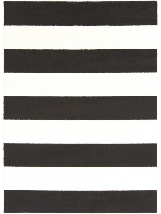 KENDALL STRIPE RUG, BLACK AND WHITE-6'7" x 9'6" - Image 0