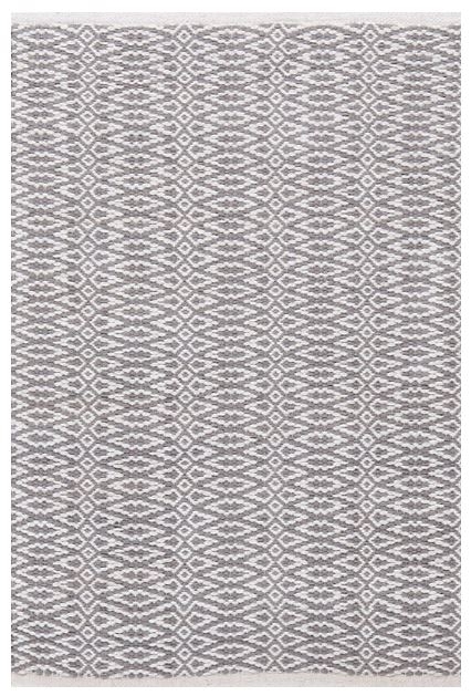 FAIR ISLE GREY/PLATINUM COTTON WOVEN RUG - 6' x 9' - Image 0