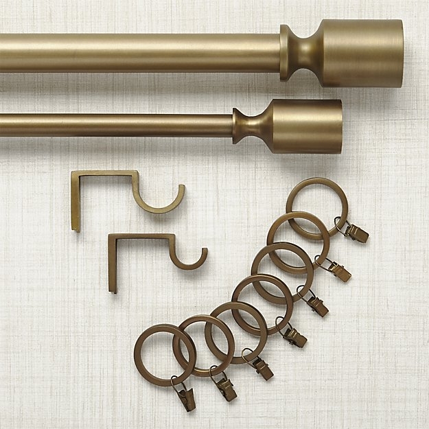 Barnes Antiqued Brass Curtain Rod Set - 48" - 88" - Image 1