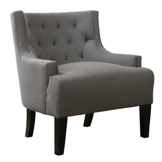 Bobkona Ansley Blended Linen Arm Chair - Grey - Image 0