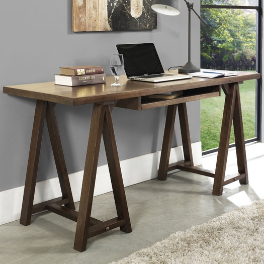 Sawhorse Computer Desk with Integrated Keyboard Tray - Image 1