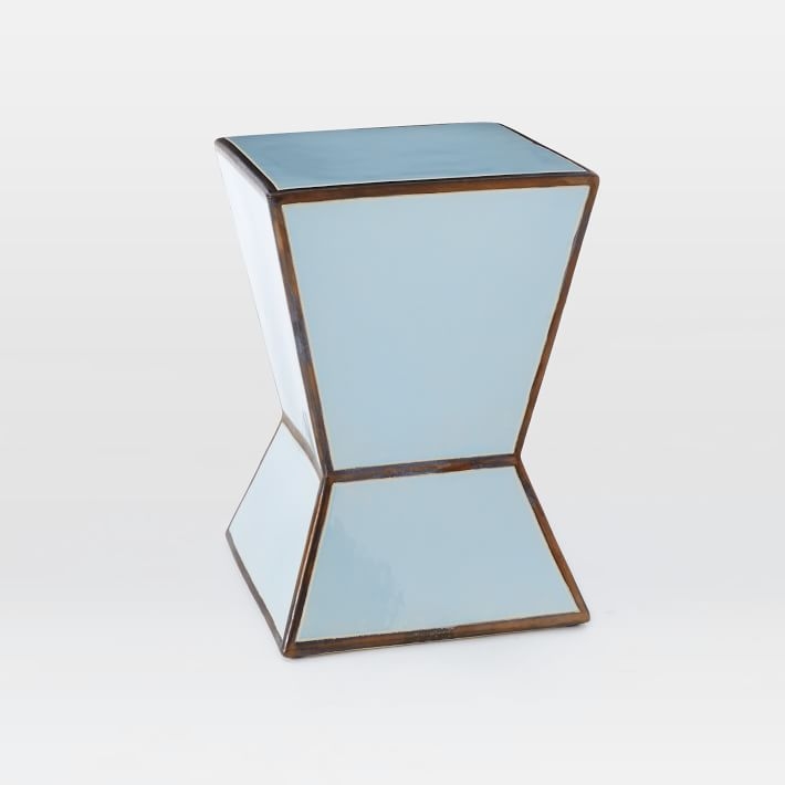 Ceramic Trapezoid Side Table - Pale Blue - Image 0