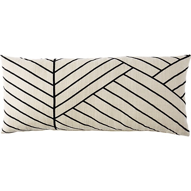 Forma Pillow, Feather-Down Insert, Black & Ivory, 36"x16" - Image 0