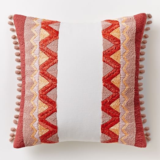 Zigzag Border Pillow Cover-Poppy - 18"sq. - Insert sold separately - Image 0