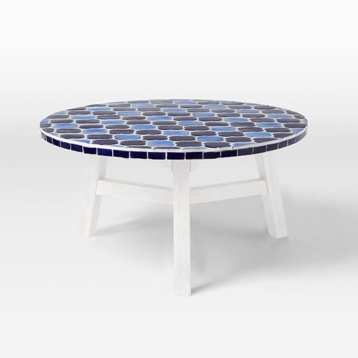 Mosaic Tiled Coffee Table - Decorator Print Top + White Base - Image 0