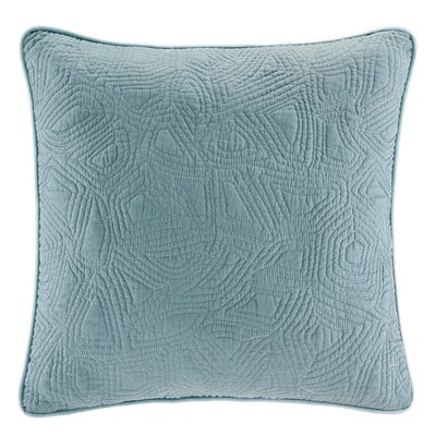 Belcourt Cotton Throw Pillow-18"x18"- Smoke Blue- Polyester/Polyfill insert - Image 0
