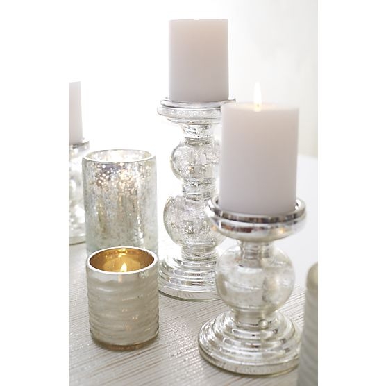 Bubbled Silver Glass Hurricane Candle Holder - Image 2