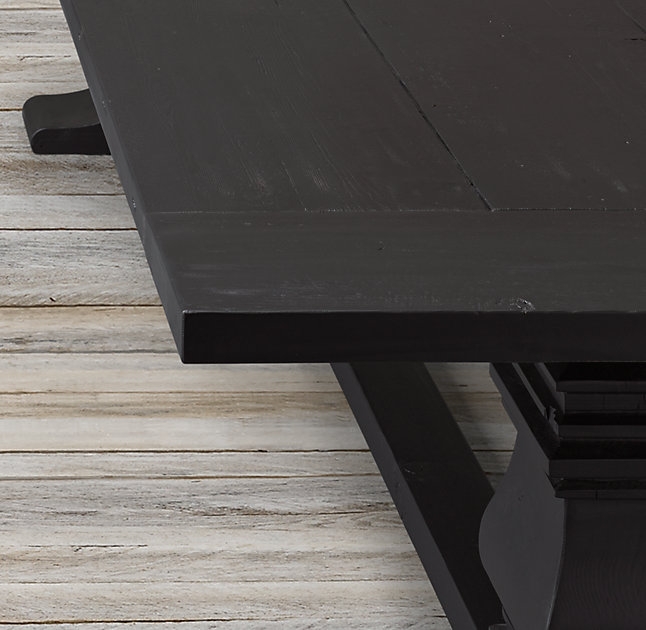Salvaged Wood Trestle Rectangular Extension Dining Table - Salvaged Black - 84" - Image 3