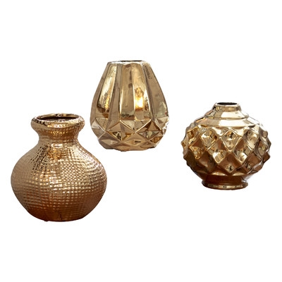 Ceramic Vase- set of 3 - Gold - Image 0