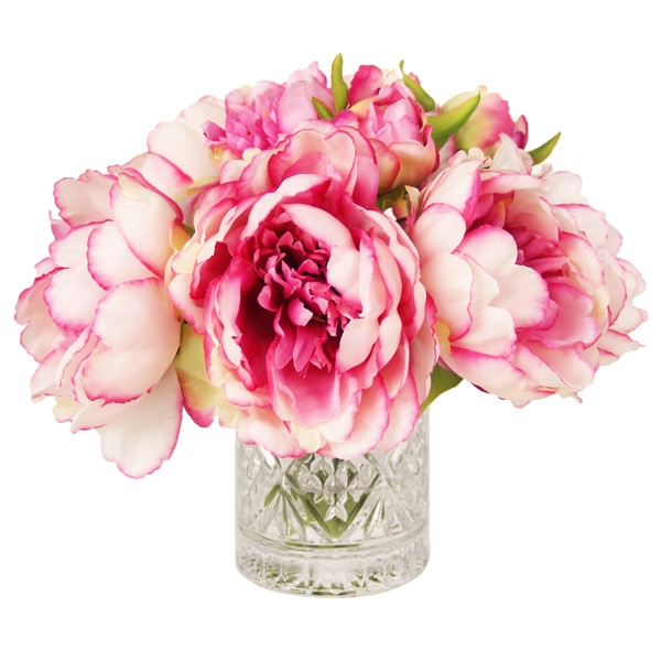 Pink & White Peony in Acrylic Water Vase - Image 0