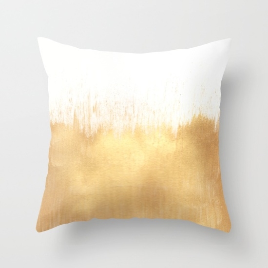 Brushed Gold Pillow, 18"Sq, Faux down pillow insert - Image 0