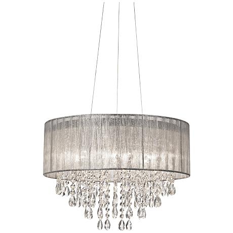 Possini Euro Metairie 20"W Silver Fabric Crystal Chandelier - Image 0