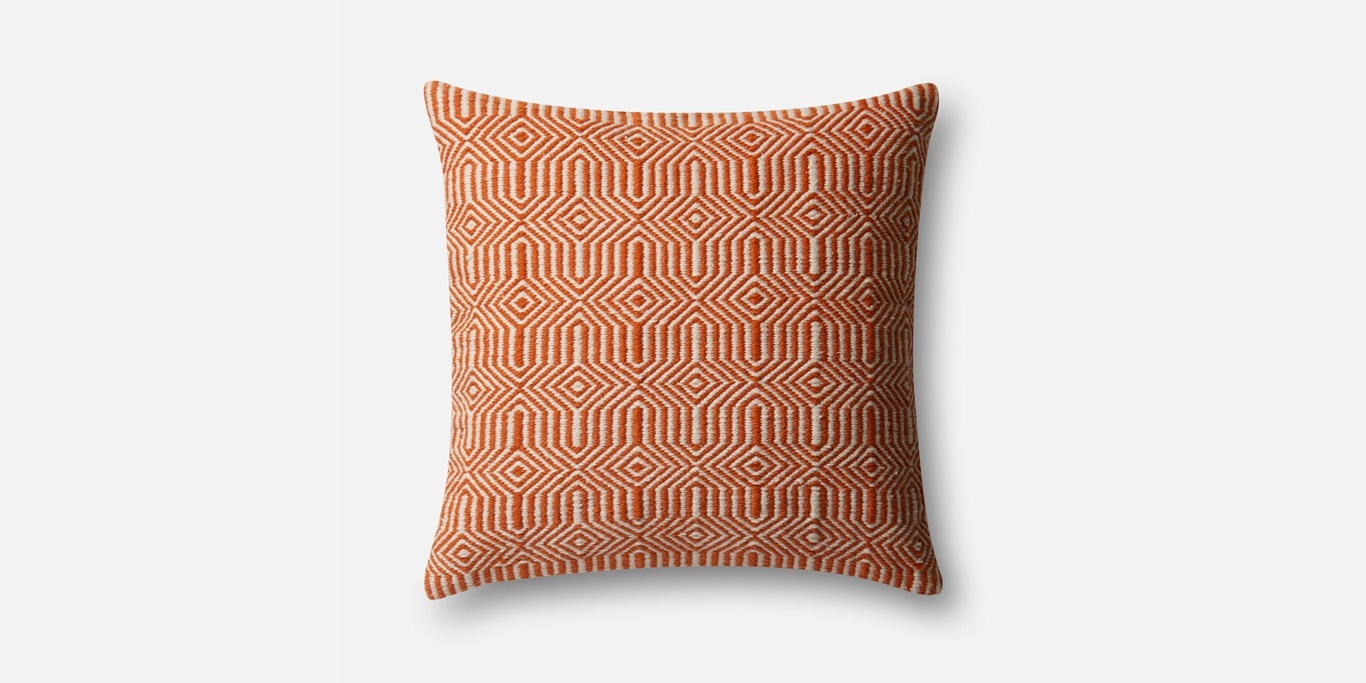 P0339 IN/OUT ORANGE / IVORY Pillow with Poly Insert - Image 0