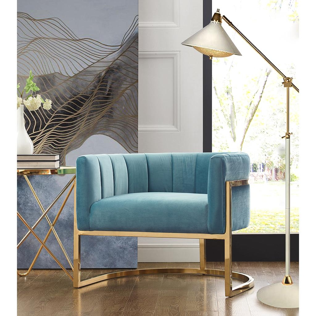 Magnolia Sea Blue Chair with Gold Base - Image 2