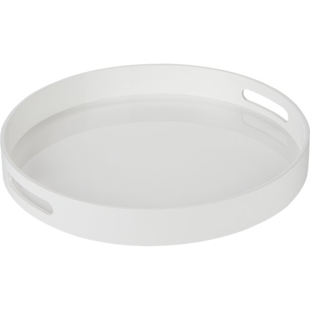 high-gloss round white tray - Image 0