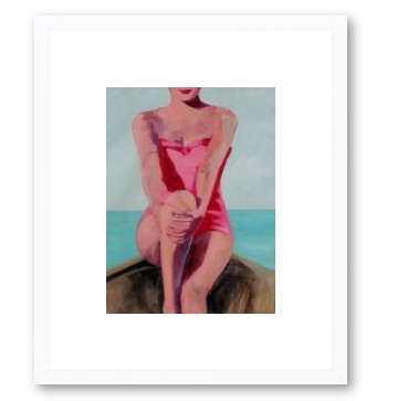 Woman in a Boat - 16x20 Framed (White wood) - Image 0