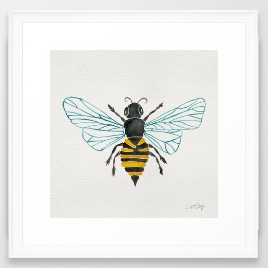 Honey Bee, 22x22, White Scoop Frame - Image 0