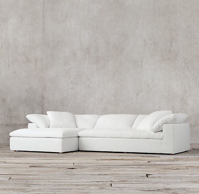 PRECONFIGURED CLOUD TRACK ARM SLIPCOVERED RIGHT-ARM CHAISE SECTIONAL - Image 0