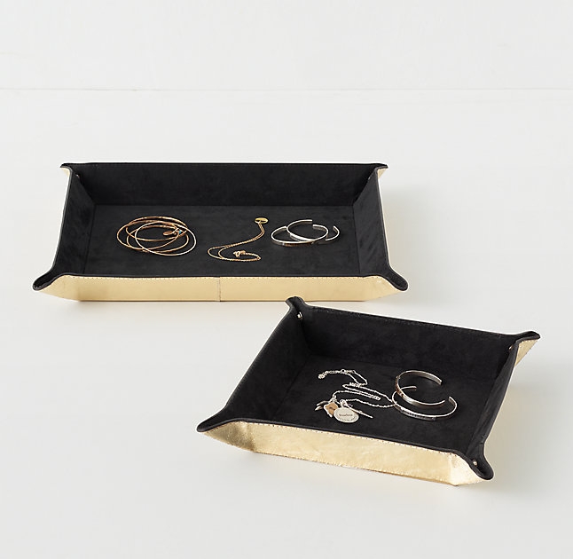 METALLIC LEATHER TRAY - Small - Image 0