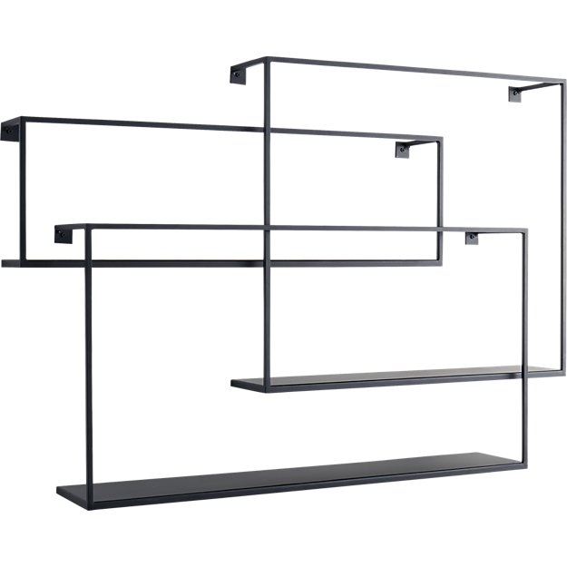 3-piece floating large matte black shelf set - Image 0