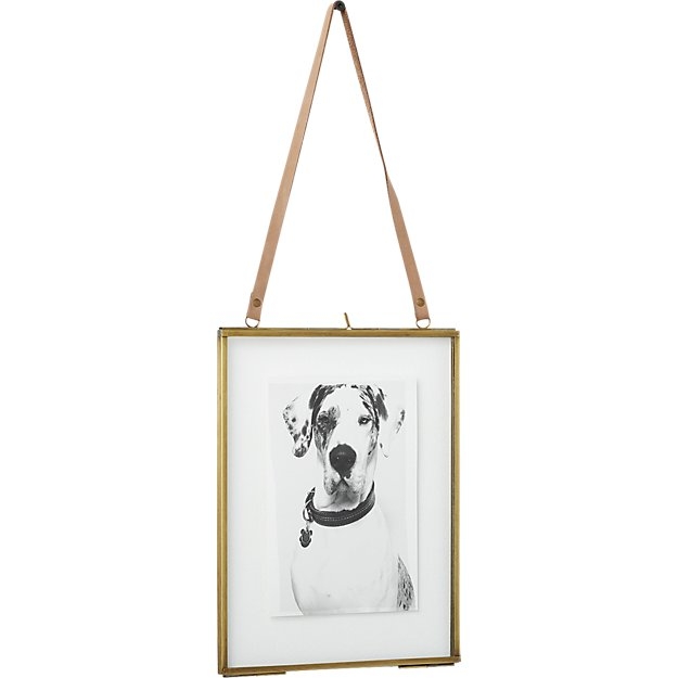 brass floating vertical 5x7 picture frame - Image 0